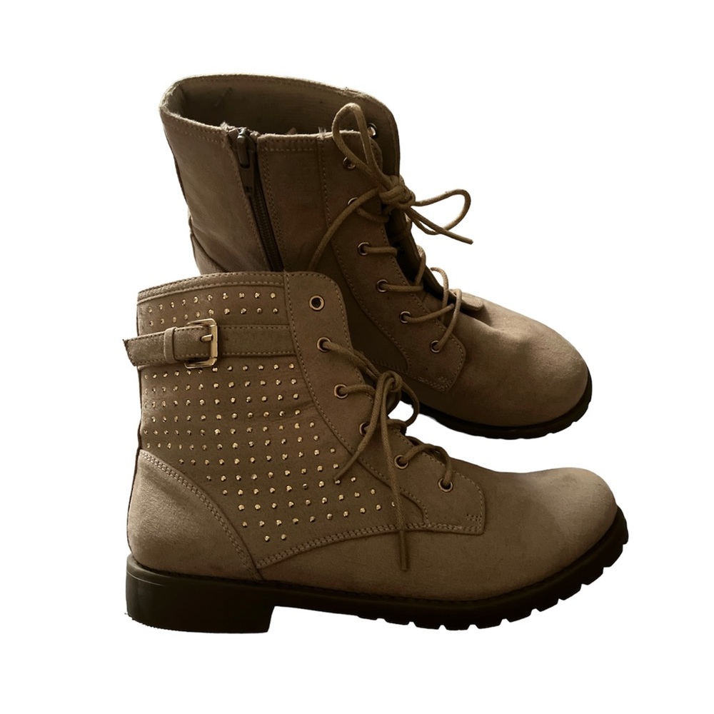 Girls Boots Gold Studded Combat Style Size 6